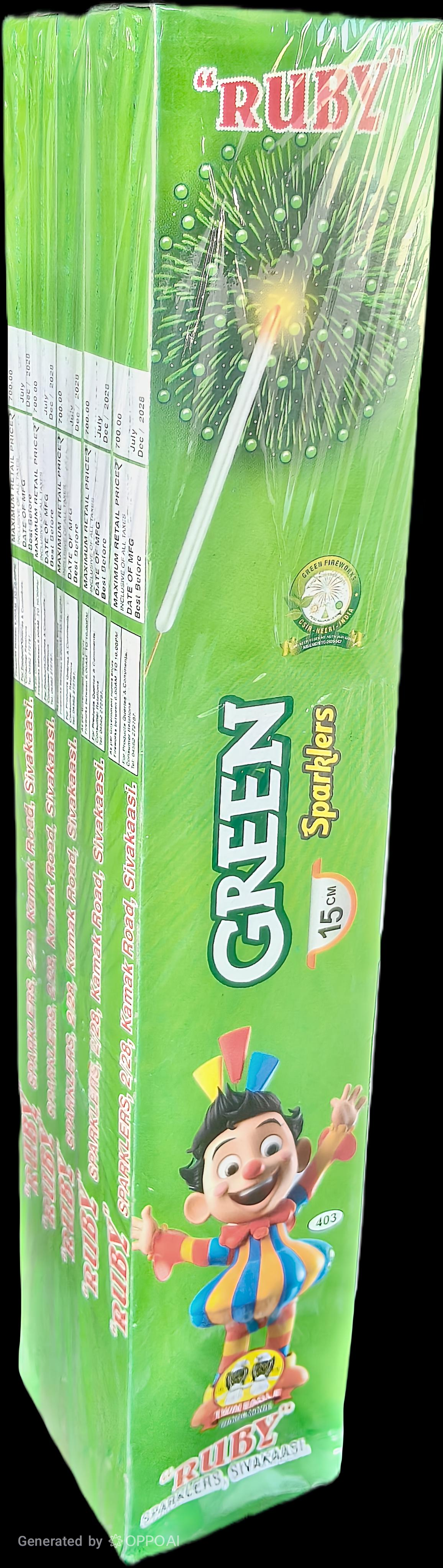 15 CM GREEN SPARKLERS